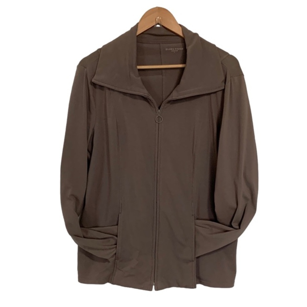 Lightweight Brown Zip-Front Women's Sweater Jacket